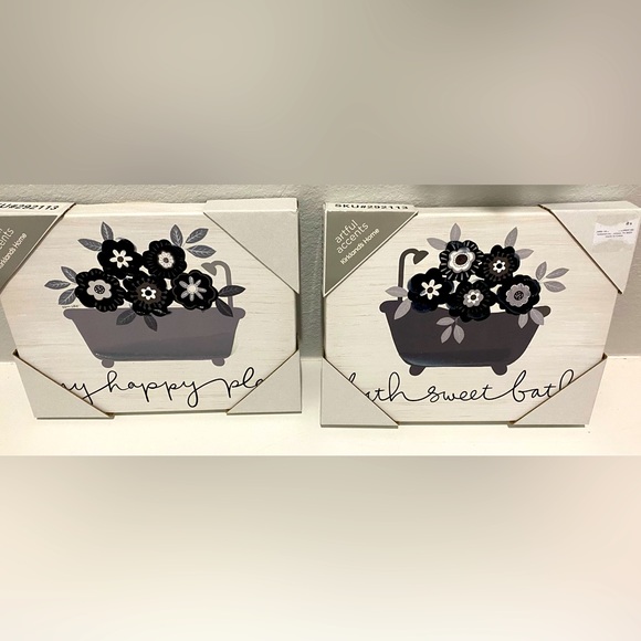 Kirklands Wall Decor Kirkland Black White Gray Floral Bathroom